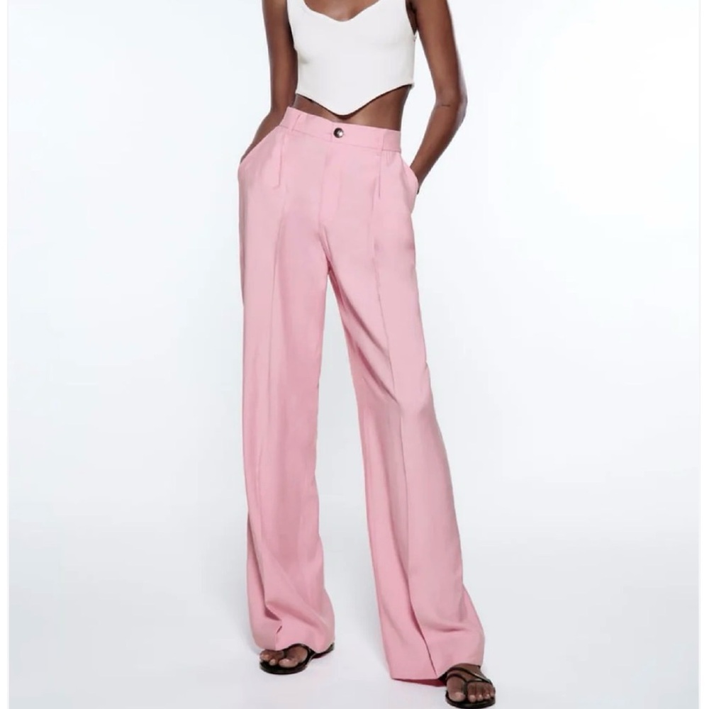 Zara Pink Wide-Leg Women's Pants size large